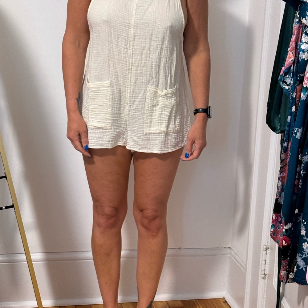 Cream Sleeveless Romper